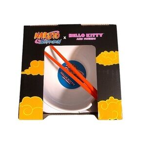 NEW NARUTO x Hello Kitty 6” Ramen Bowl Soup Chopsticks Serveware New In Box NIB